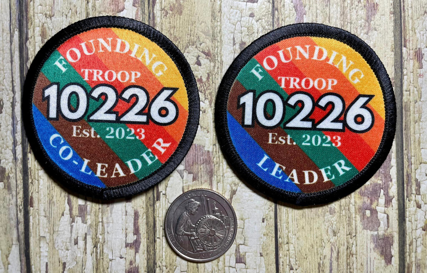Customizable Founding Member Patch | Personalized Troop Badge | 2.57" Polyester Iron-On | Scout Leader Pride | Unique Troop Number & Year