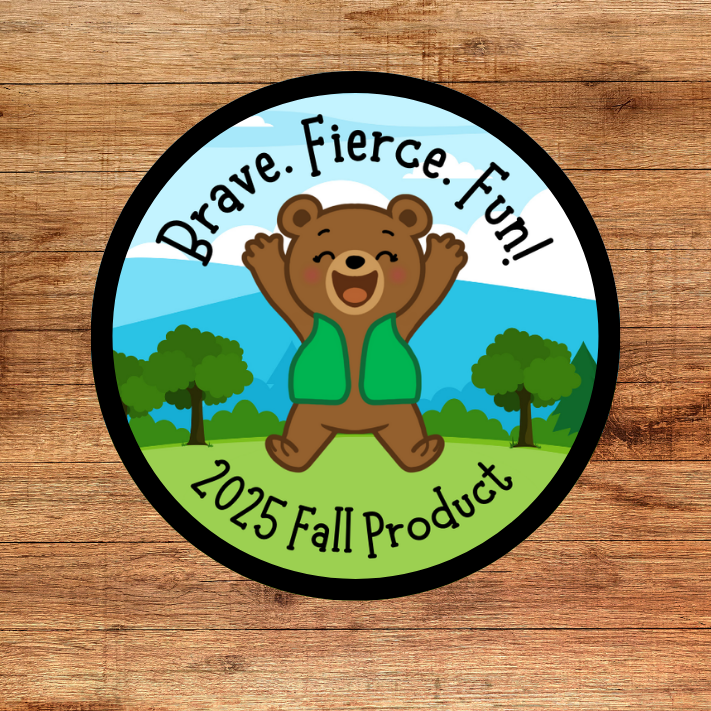 Fall Product - 2025 - Grizzly Bear | Brave. Fierce. Fun! | Theme Patch | Customizable | 2.57" Iron-On Patch