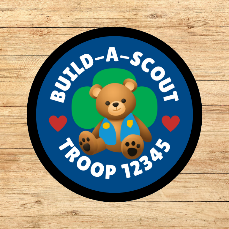 Build-a-Scout Bear Custom Troop Number 2.57" Round Iron-on Fun Patch