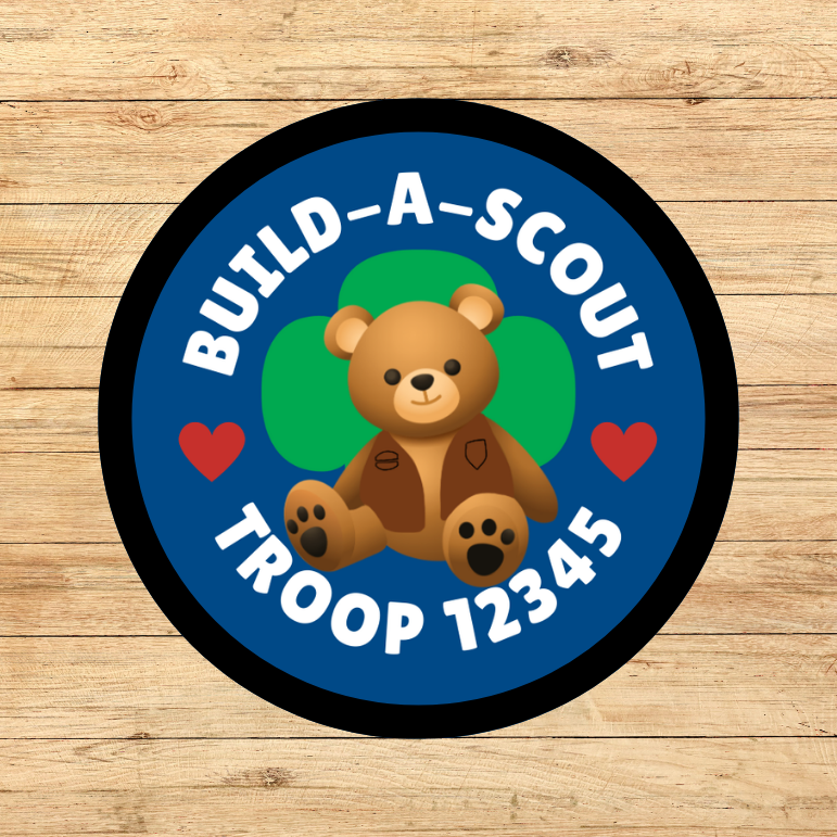 Build-a-Scout Bear Custom Troop Number 2.57" Round Iron-on Fun Patch