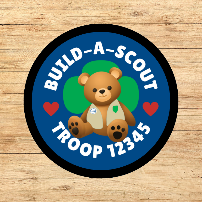 Build-a-Scout Bear Custom Troop Number 2.57" Round Iron-on Fun Patch