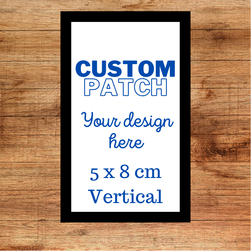 Iron-On Polyester Sublimated Custom Patch | Custom Design | 2.57" Round | 8x5cm Horizontal Rectangle | 5x8cm Vertical Rectangle