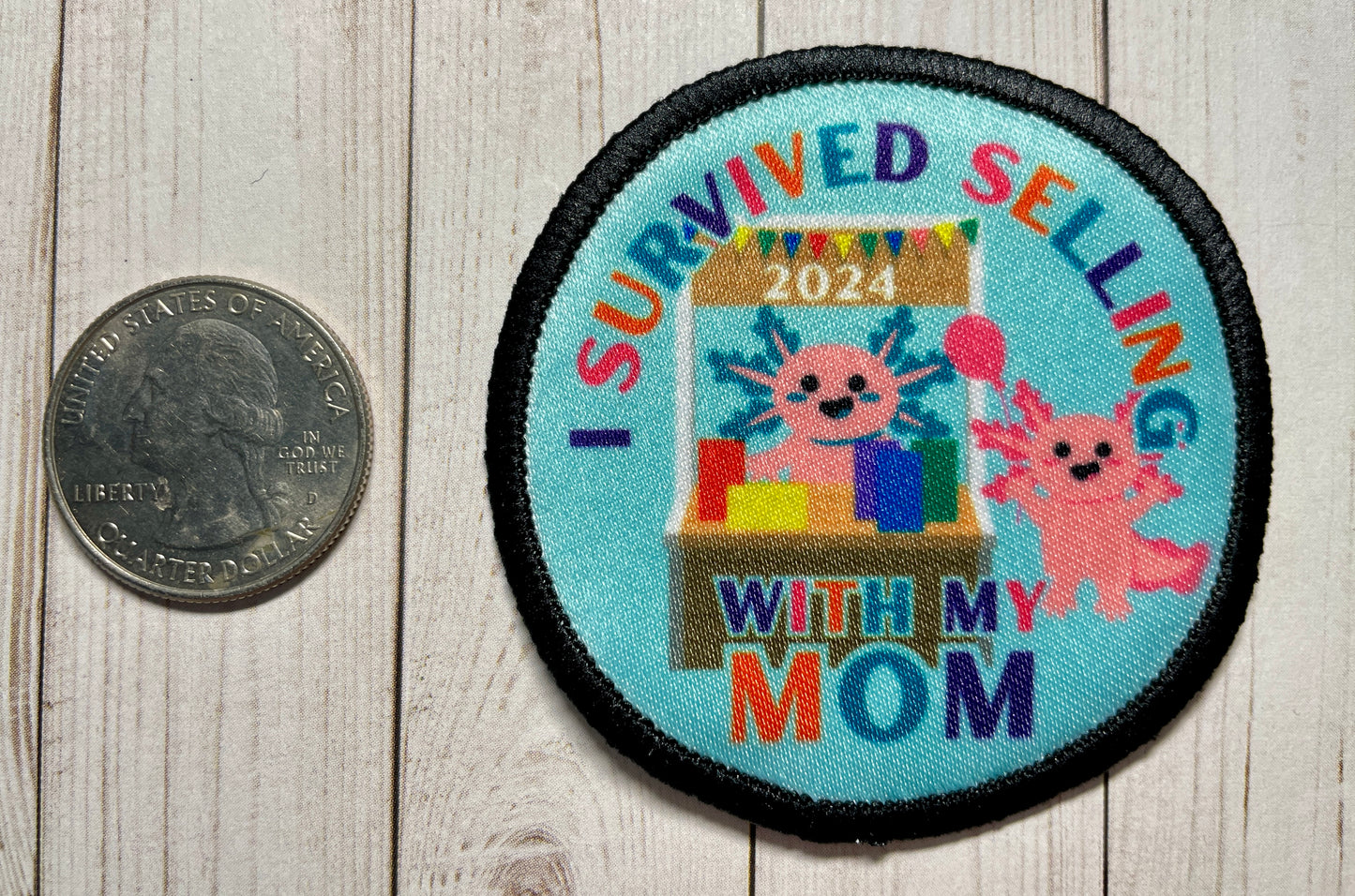 Cookie Season I Survived Selling with my Mom Axolotl Iron-On Patch | 2.57" | Fun Patch 2024