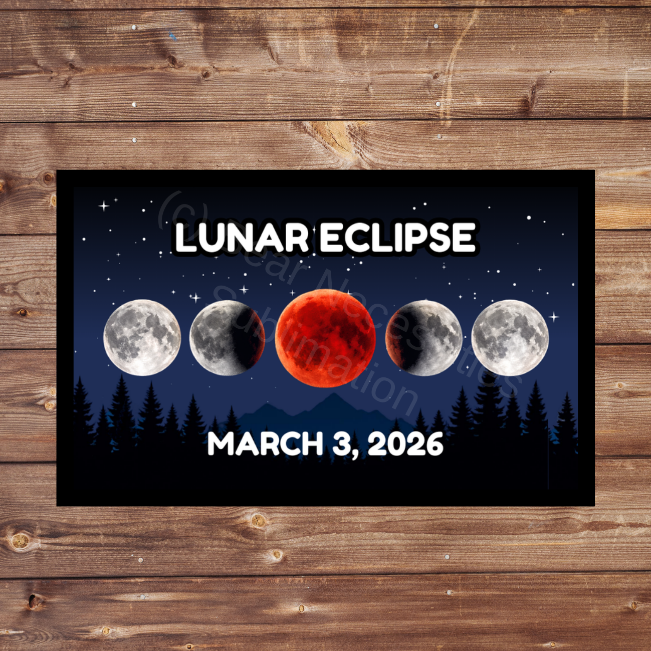 Lunar Eclipse March 3, 2026 Patch – 8cm x 5cm Bold Blood Moon Eclipse Iron-On Sublimation Patch