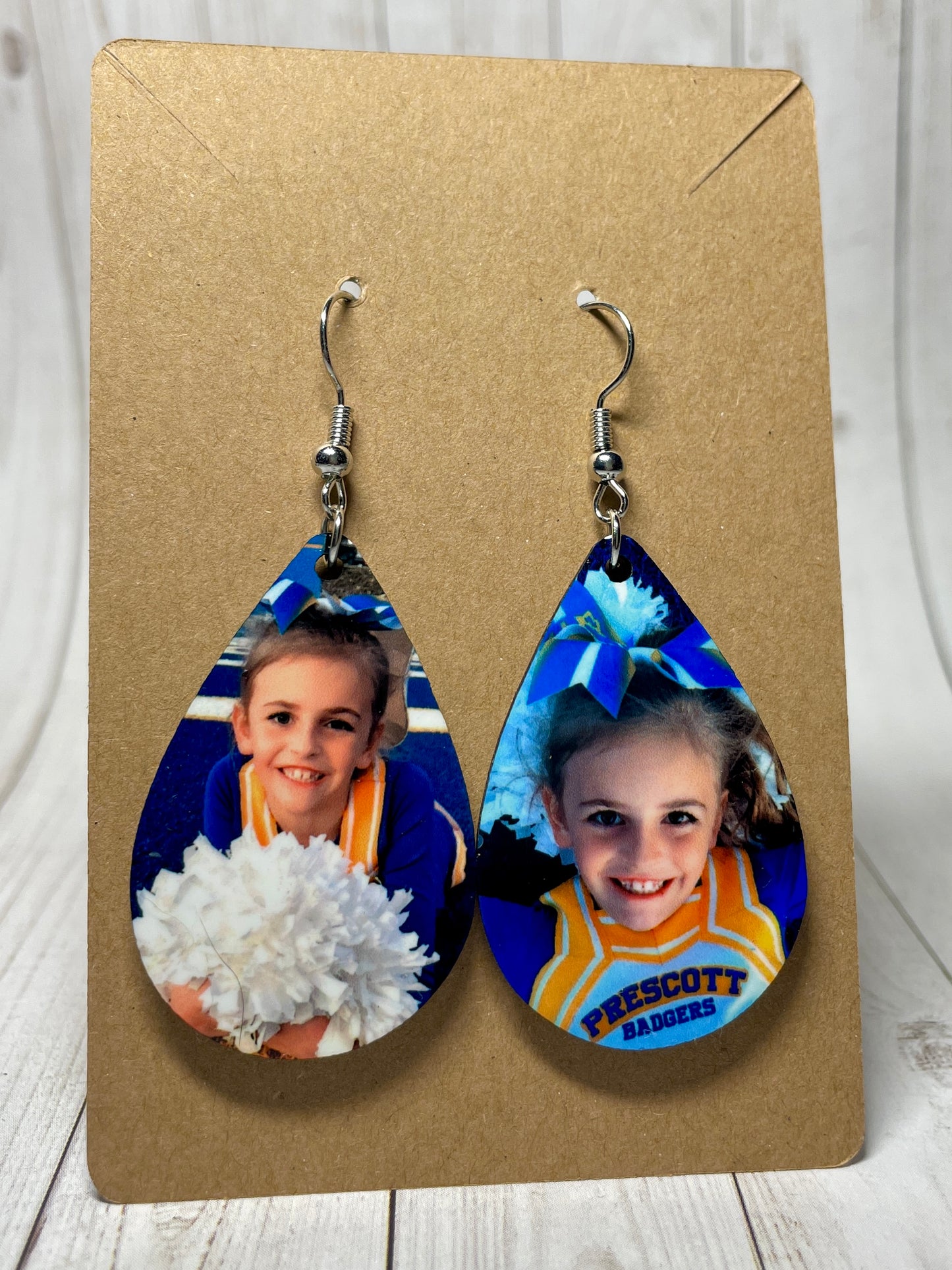 MDF Wood Teardrop Earrings | Personalized Photo Jewelry | Custom Earrings
