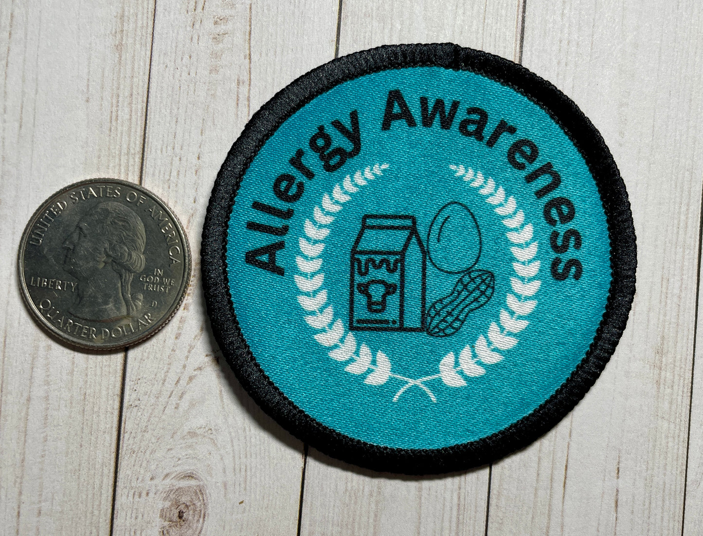 Allergy Awareness | 2.57" Round Sublimated Iron-On Patch | Food Allergy Awareness Badge