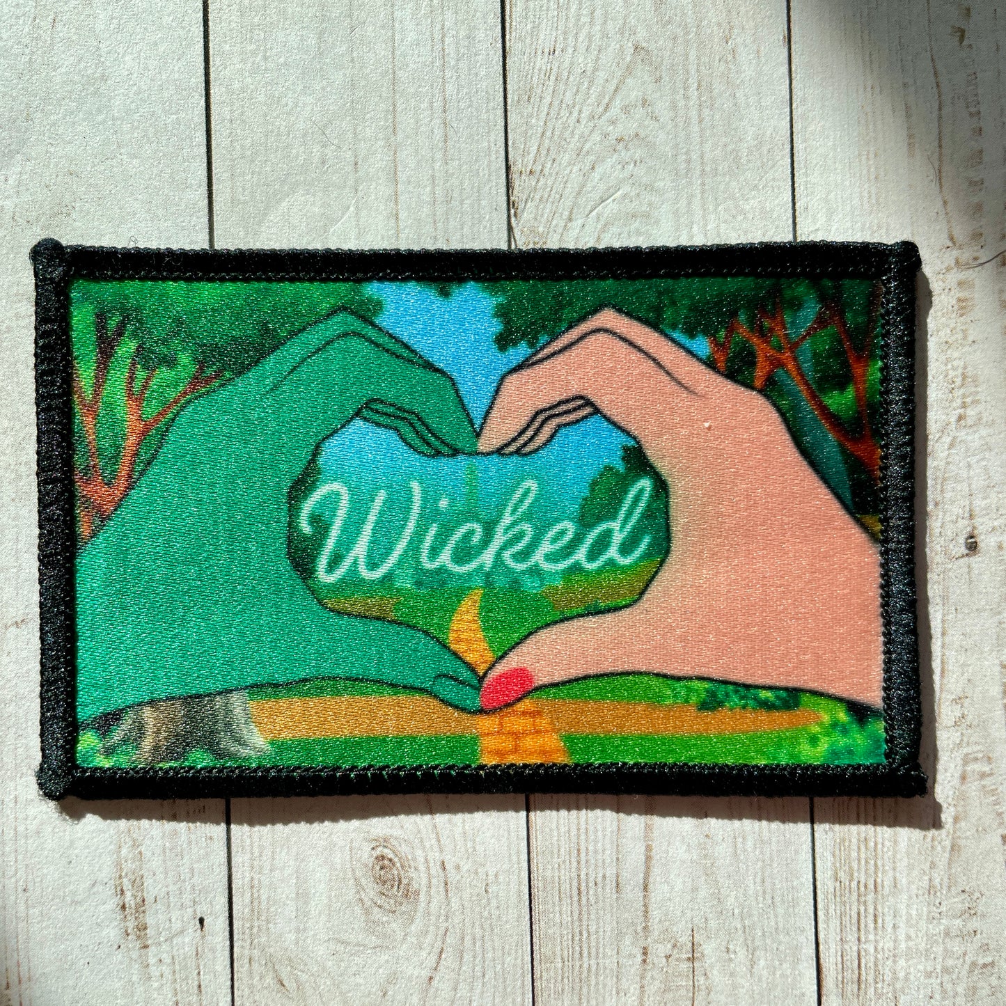 Wicked Green and Pink Witch 8x5cm Iron-on Fun Patch