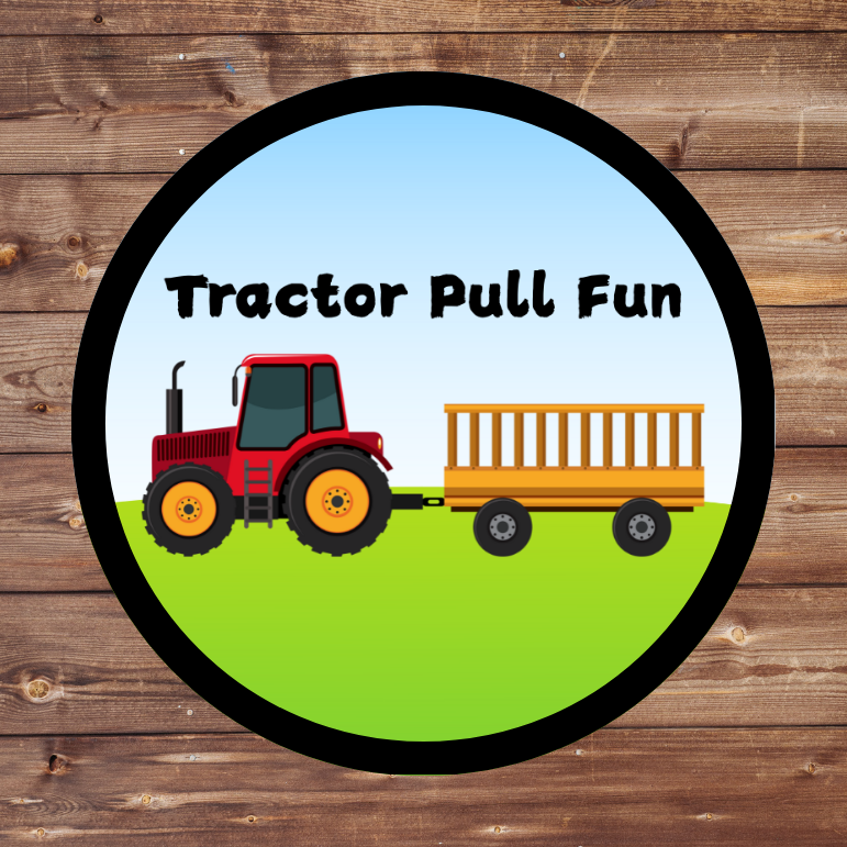 Tractor Pull Fun 2.57" Round Iron-On Fun Patch