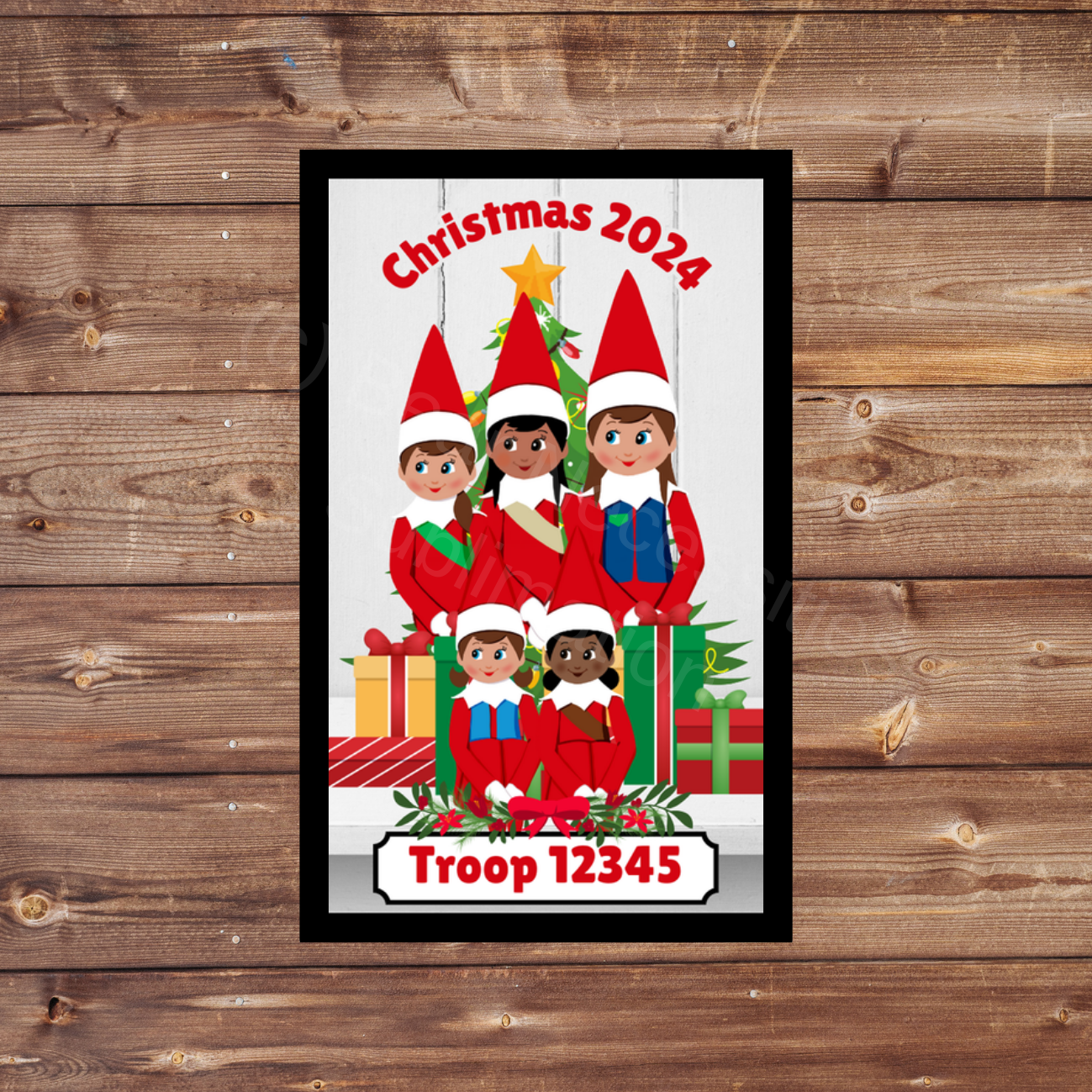 Holiday Elf GS Christmas Patch - Multiple Elves | 5x8cm Rectangular Iron-on Fun Patch