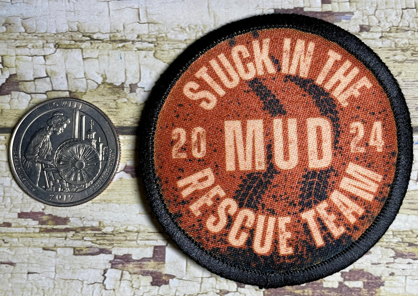 Stuck in the Mud Rescue Team 2.57” Round Iron-on Fun Patch