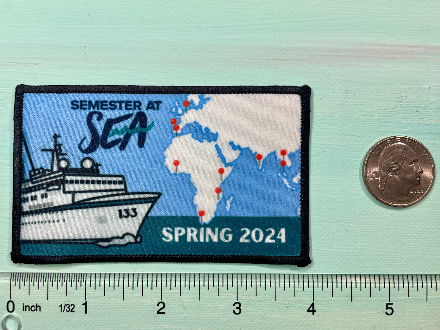 Semester at Sea Voyage 133 Spring 2024 4" Iron-On Patch and/or Keychain