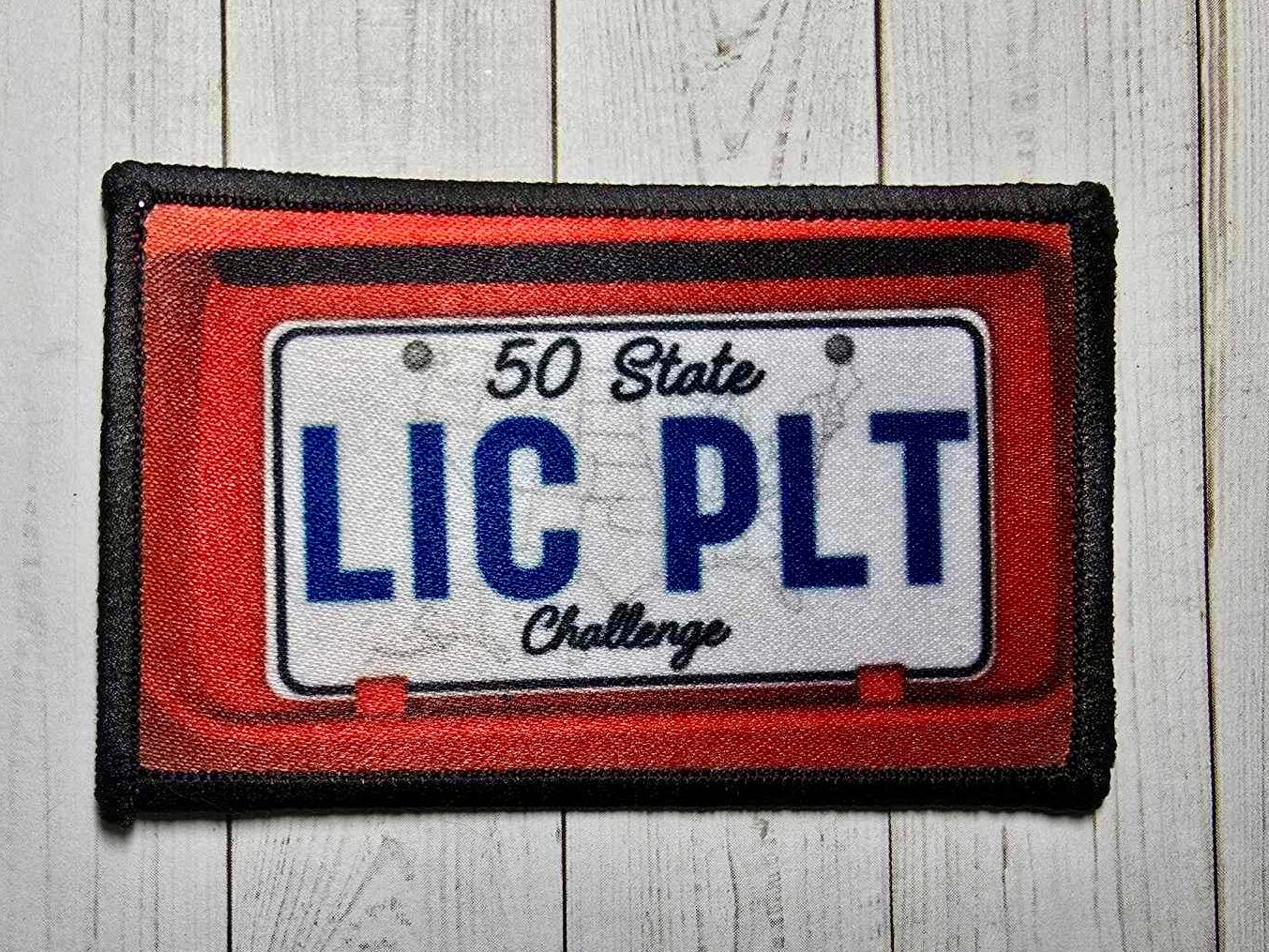 50 State License Plate Challenge 8x5 cm Iron-on Fun Patch