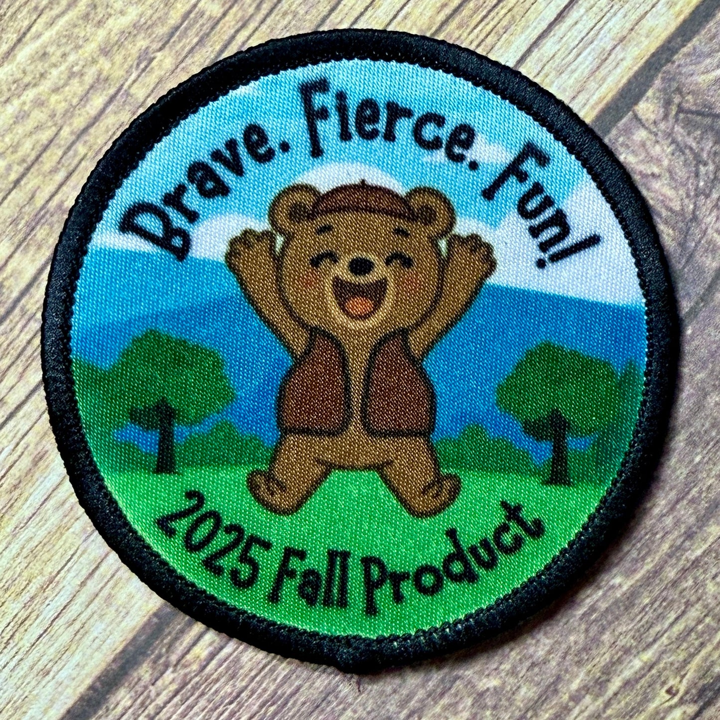 Fall Product - 2025 - Grizzly Bear | Brave. Fierce. Fun! | Theme Patch | Customizable | 2.57" Iron-On Patch