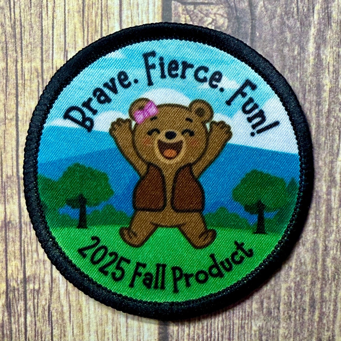 Fall Product - 2025 - Grizzly Bear | Brave. Fierce. Fun! | Theme Patch | Customizable | 2.57" Iron-On Patch