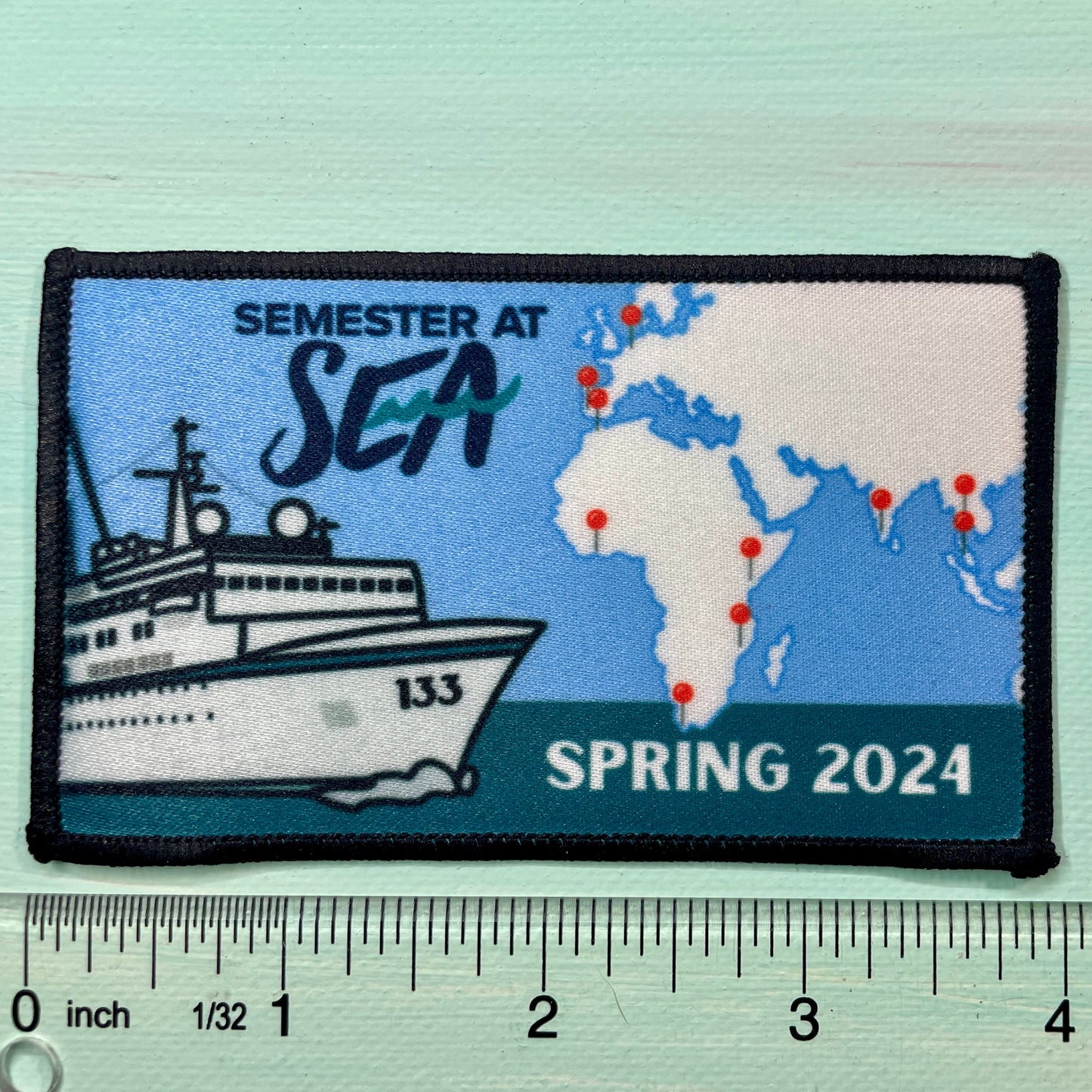 Semester at Sea Voyage 133 Spring 2024 4" Iron-On Patch and/or Keychain