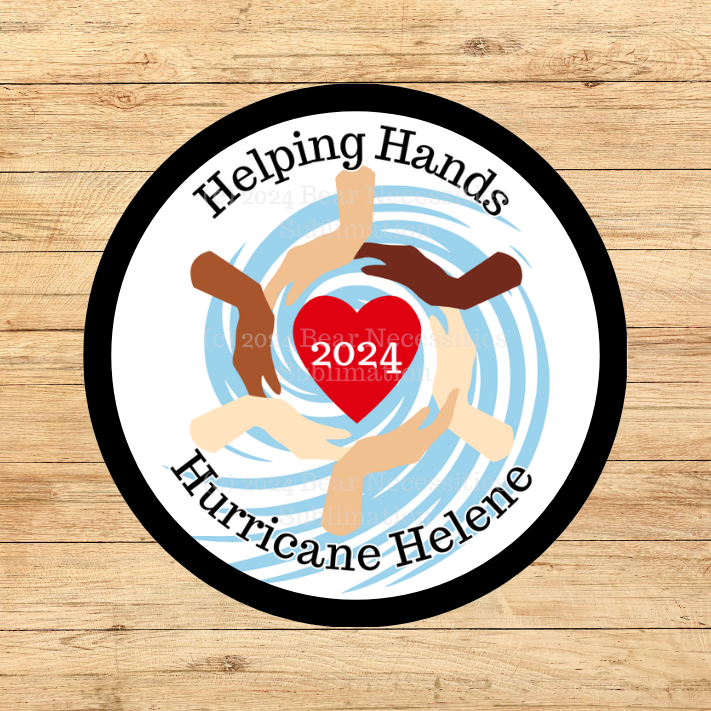Helping Hands Hurricane Helene 2.57" Round Iron-On Patch - $1 per patch donated to American Red Cross