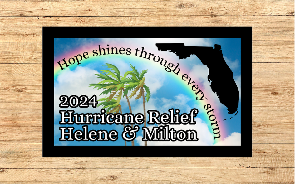 Hurricane Relief Helene & Milton 8x5cm Rectangle Iron-On Patch - $1 per patch donated to American Red Cross