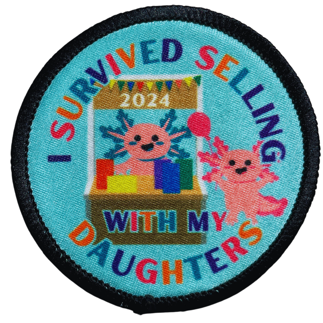 Cookie Season I Survived Selling with my Daughter/Daughters Axolotls Iron-On Patch | 2.57" | Fun Patch 2024