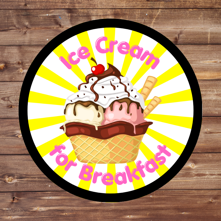 Ice Cream for Breakfast 2.57" Round Iron-On Fun Patch