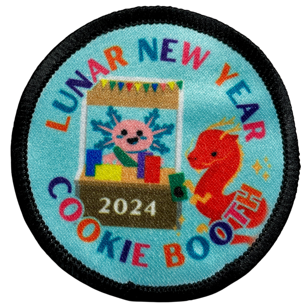 Cookie Season Lunar New Year Cookie Booth Axolotl Sublimated Patch | 2.57" Iron-On | Polyester Design | Year of the Dragon 2024