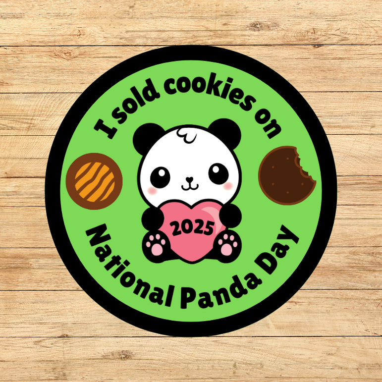 I sold cookies on National Panda Day 2.57" Round Iron-on Fun Patch