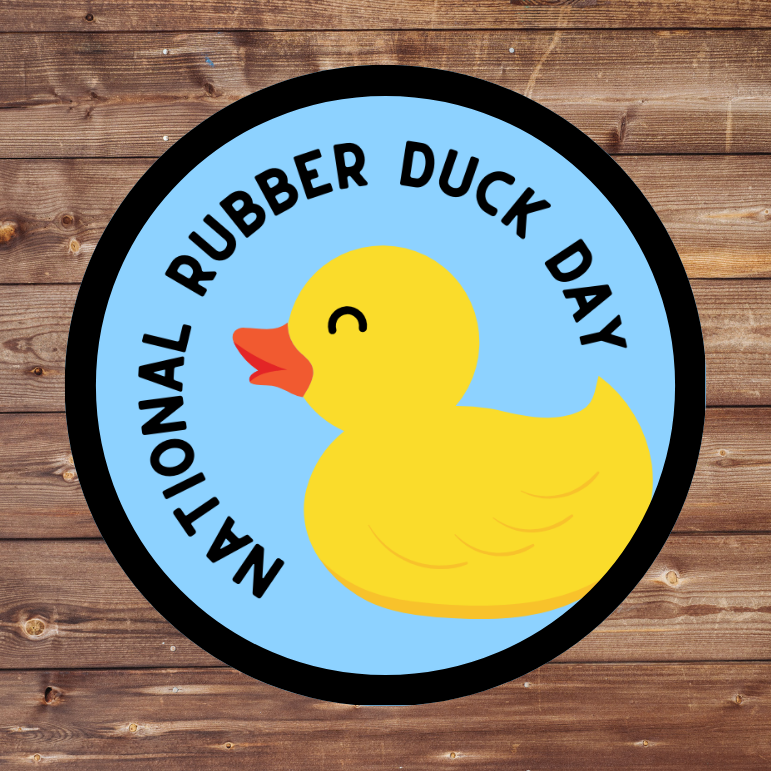 National Rubber Duck Day 2.57" Round Iron-On Fun Patch