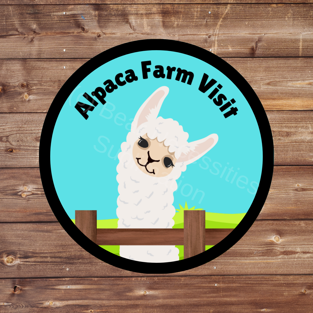 Alpaca Farm Visit 2.57" Round Iron-on Fun Patch