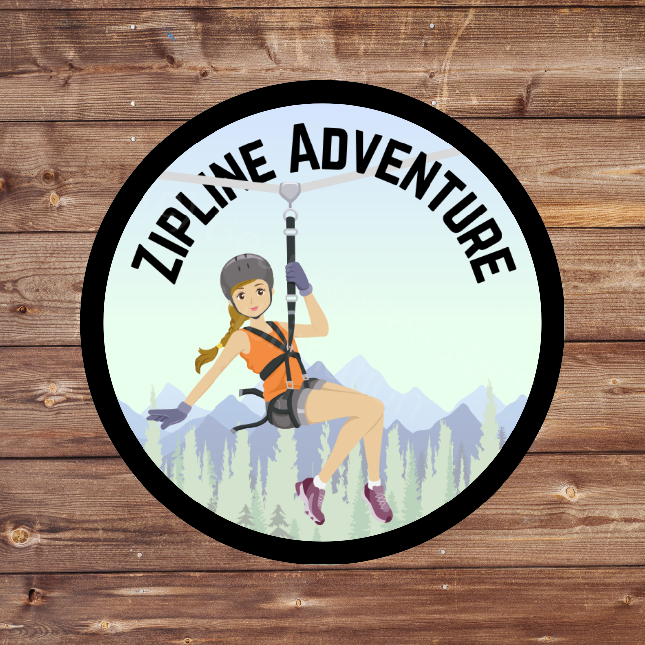 Zipline Adventure 2.57" Round Iron-On Fun Patch