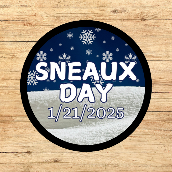 Sneaux Day or Snow Day 1/21/2025 2.37" Round Iron-on Fun Patch