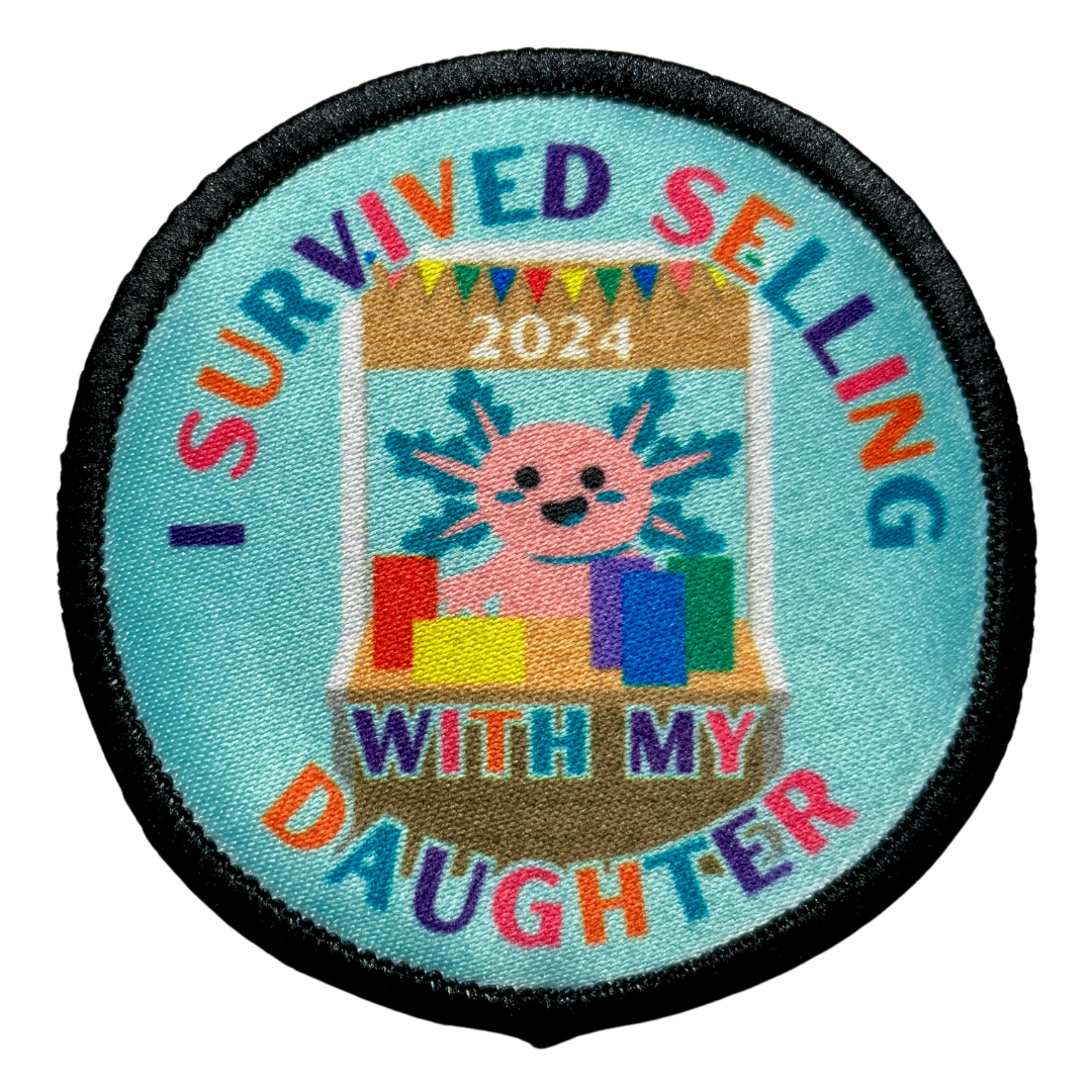 Cookie Season I Survived Selling with my Daughter/Daughters Axolotls Iron-On Patch | 2.57" | Fun Patch 2024