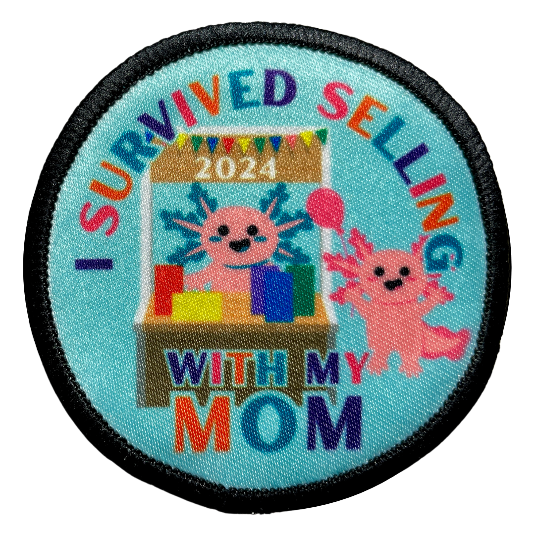 Cookie Season I Survived Selling with my Mom Axolotl Iron-On Patch | 2.57" | Fun Patch 2024