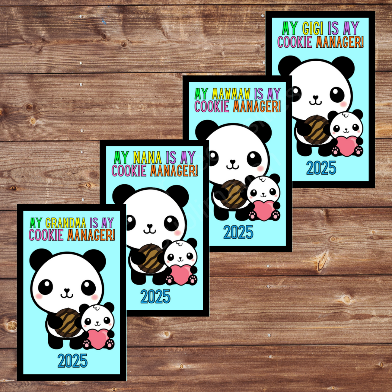 Family Cookie Manager Panda 2025 5x8cm Iron-On Fun Patch Grandma | Nana | Mawmaw | Gigi | Custom