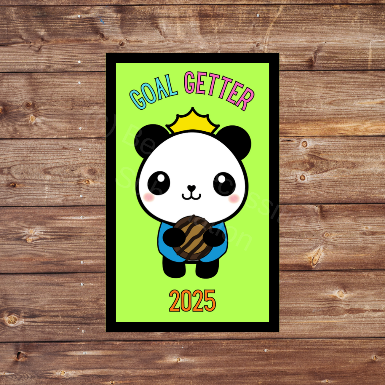 Goal Getter 2025 Panda Cookie Season 5x8cm Iron-on Fun Patch