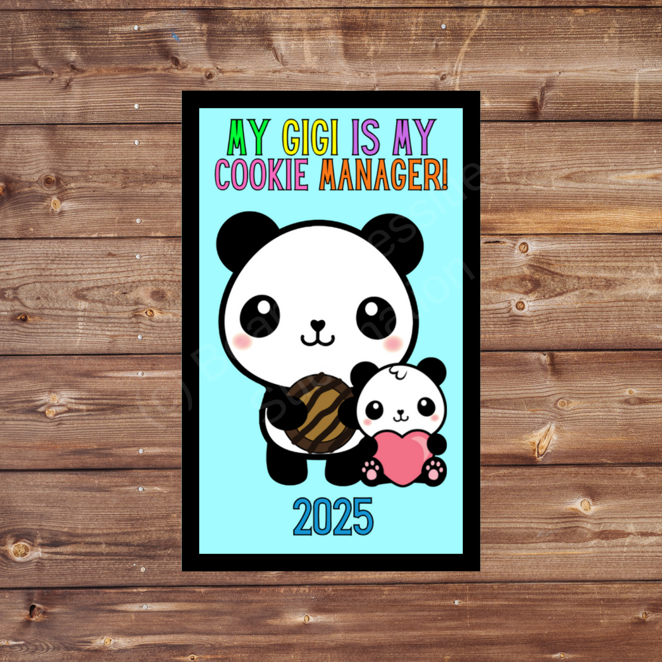Family Cookie Manager Panda 2025 5x8cm Iron-On Fun Patch Grandma | Nana | Mawmaw | Gigi | Custom