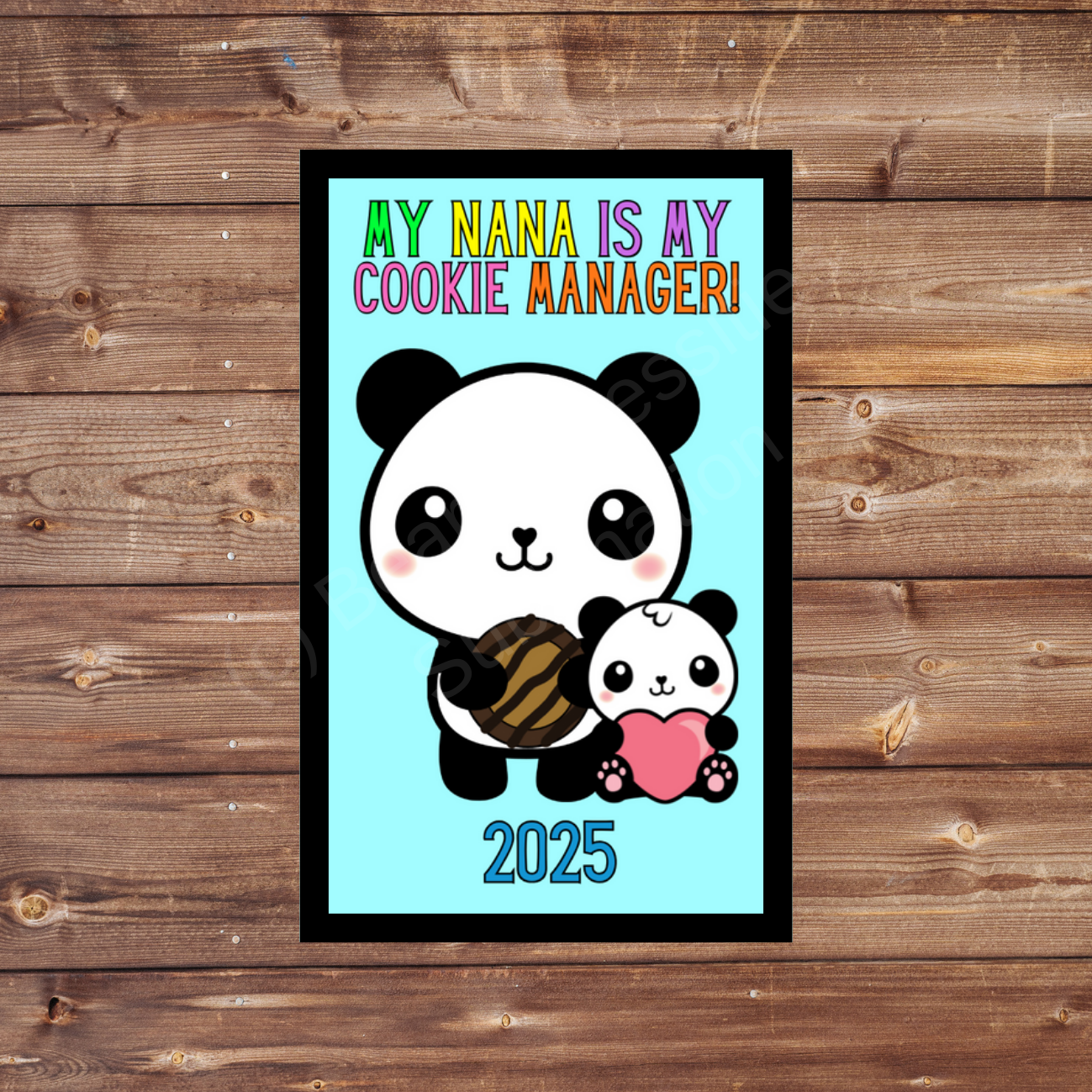 Family Cookie Manager Panda 2025 5x8cm Iron-On Fun Patch Grandma | Nana | Mawmaw | Gigi | Custom