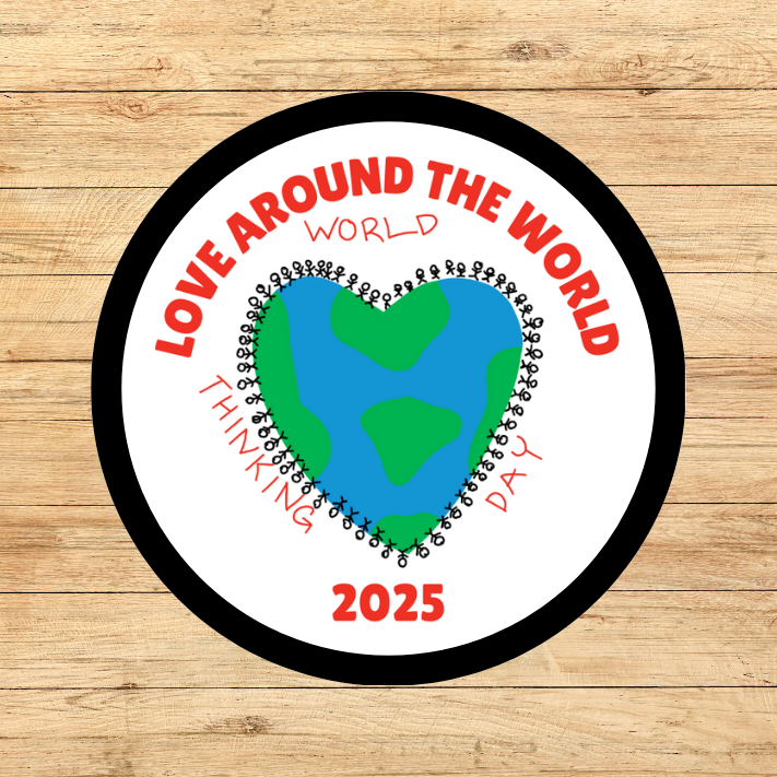 2025 World Thinking Day | Love Around the World 2.57" Round Iron-on Fun Patch | Donation to local GS Service Unit