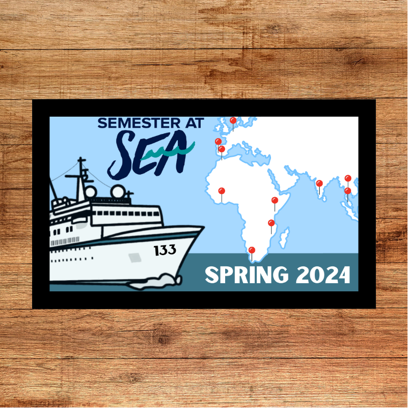 Semester at Sea Voyage 133 Spring 2024 4" Iron-On Patch and/or Keychain
