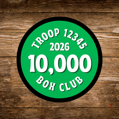 10,000 Box Club Patch | Custom Cookie Sales Patch | Personalized Troop Number & Year | Bulk Discounts Available