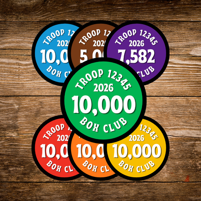 10,000 Box Club Patch | Custom Cookie Sales Patch | Personalized Troop Number & Year | Bulk Discounts Available