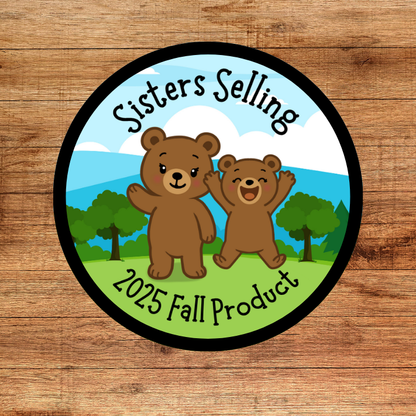 2025 Sisters Selling |  Grizzly Bear | 2.57" Round Iron-on Fun Patch