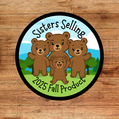 2025 Sisters Selling |  Grizzly Bear | 2.57" Round Iron-on Fun Patch