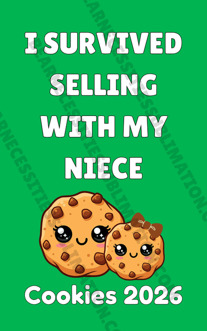 I Survived Selling with my Aunt/Niece Cookies 2026 5x8cm Iron-on Fun Patch
