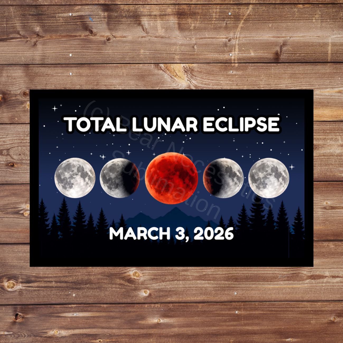 Lunar Eclipse March 3, 2026 Patch – 8cm x 5cm Bold Blood Moon Eclipse Iron-On Sublimation Patch