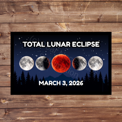Lunar Eclipse March 3, 2026 Patch – 8cm x 5cm Bold Blood Moon Eclipse Iron-On Sublimation Patch