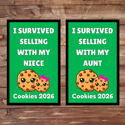 I Survived Selling with my Aunt/Niece Cookies 2026 5x8cm Iron-on Fun Patch