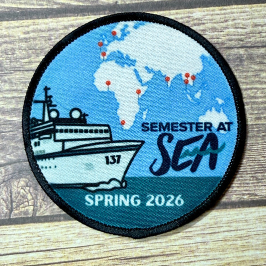 Semester at Sea Voyage 137 Spring 2026 Iron-On Patch, Keychain, or Ornament
