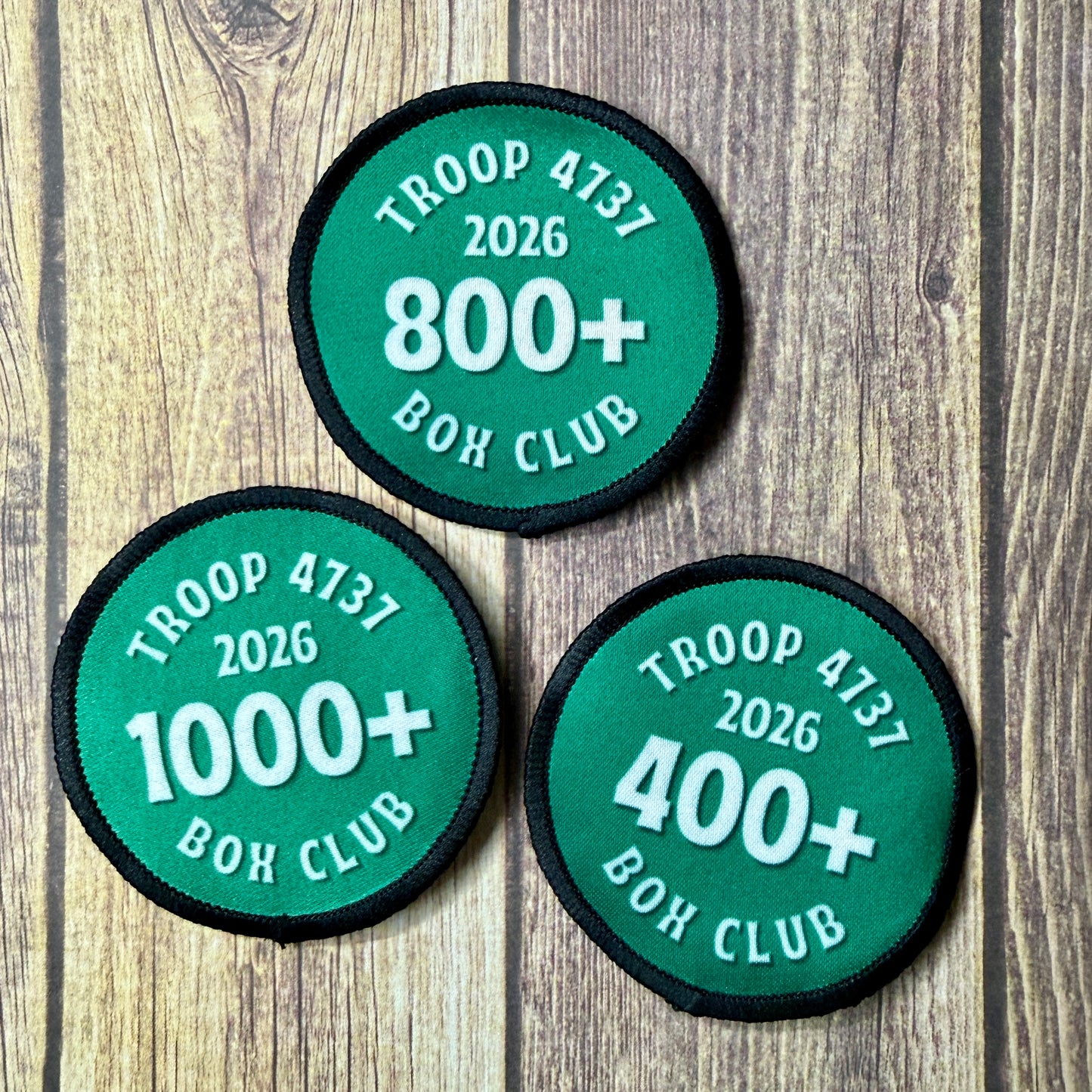 10,000 Box Club Patch | Custom Cookie Sales Patch | Personalized Troop Number & Year | Bulk Discounts Available