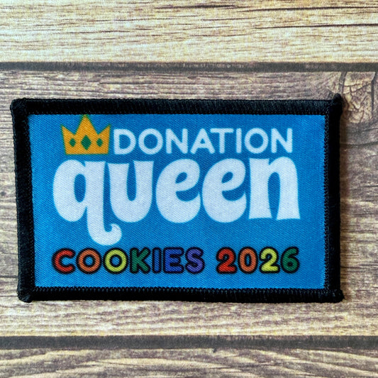 Donation Queen | Cookies 2026 8x5cm Iron-on Fun Patch