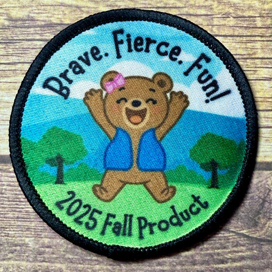 Fall Product - 2025 - Grizzly Bear | Brave. Fierce. Fun! | Theme Patch | Customizable | 2.57" Iron-On Patch