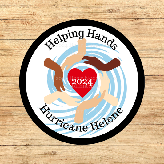 Helping Hands Hurricane Helene 2.57" Round Iron-On Patch - $1 per patch donated to American Red Cross